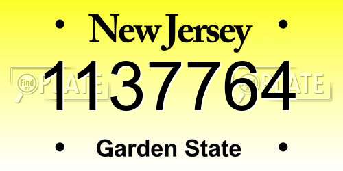 1137764 New Jersey License Plate