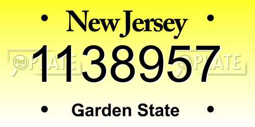 1138957 New Jersey License Plate