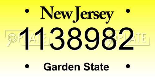 1138982 New Jersey License Plate