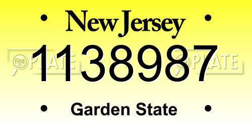 1138987 New Jersey License Plate