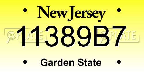 11389B7 New Jersey License Plate