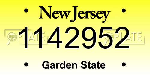 1142952 New Jersey License Plate