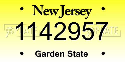 1142957 New Jersey License Plate