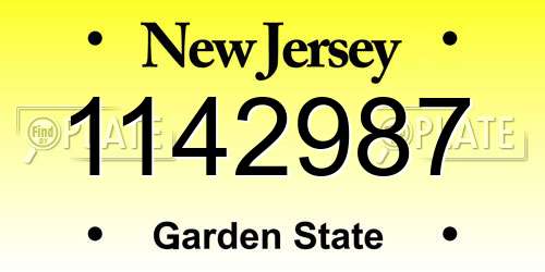 1142987 New Jersey License Plate