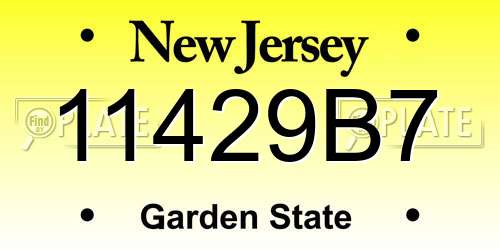 11429B7 New Jersey License Plate