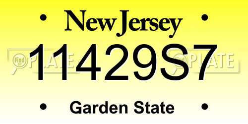 11429S7 New Jersey License Plate