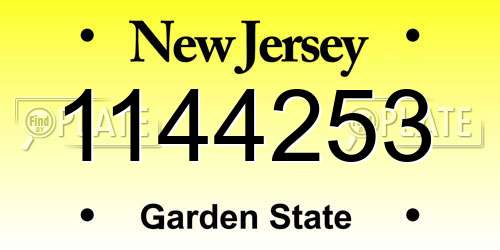 1144253 New Jersey License Plate
