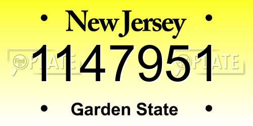 1147951 New Jersey License Plate