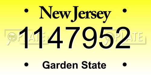 1147952 New Jersey License Plate