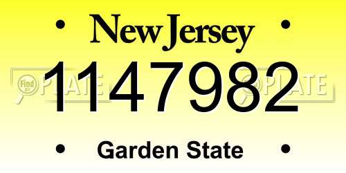 1147982 New Jersey License Plate