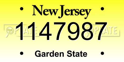 1147987 New Jersey License Plate