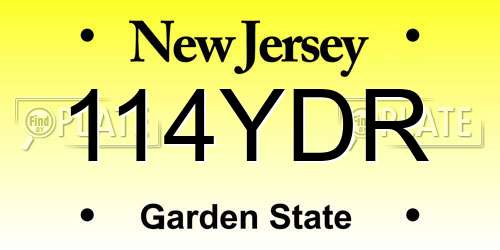 114YDR New Jersey License Plate