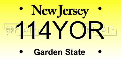 114YOR New Jersey License Plate