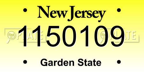 1150109 New Jersey License Plate