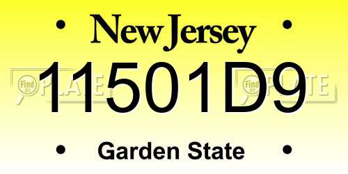 11501D9 New Jersey License Plate