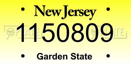 1150809 New Jersey License Plate