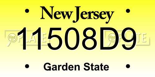 11508D9 New Jersey License Plate