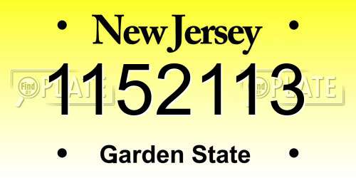 1152113 New Jersey License Plate