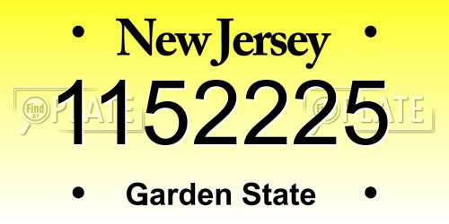 1152225 New Jersey License Plate