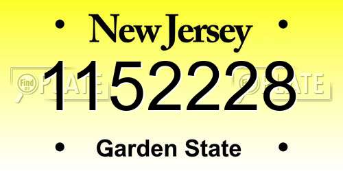 1152228 New Jersey License Plate
