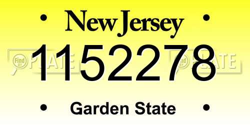 1152278 New Jersey License Plate