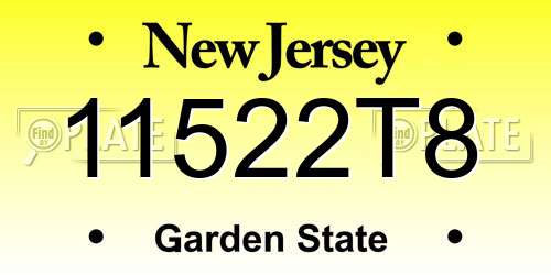 11522T8 New Jersey License Plate
