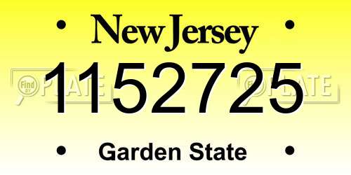 1152725 New Jersey License Plate