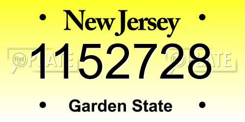 1152728 New Jersey License Plate
