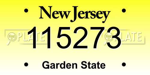 115273 New Jersey License Plate
