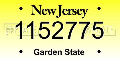 1152775 New Jersey License Plate