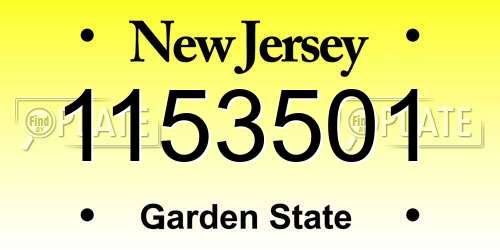 1153501 New Jersey License Plate