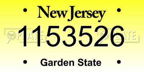 1153526 New Jersey License Plate