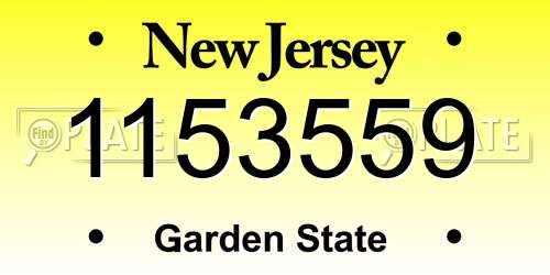 1153559 New Jersey License Plate