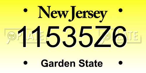 11535Z6 New Jersey License Plate