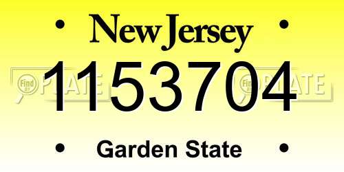 1153704 New Jersey License Plate