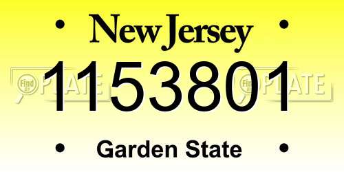 1153801 New Jersey License Plate