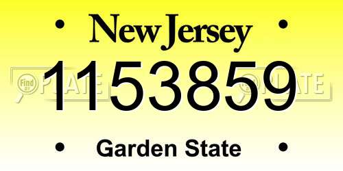 1153859 New Jersey License Plate
