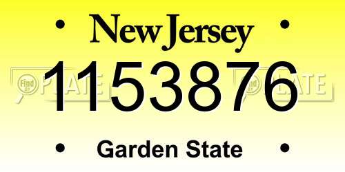 1153876 New Jersey License Plate