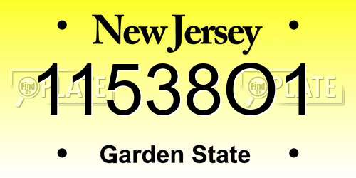11538O1 New Jersey License Plate