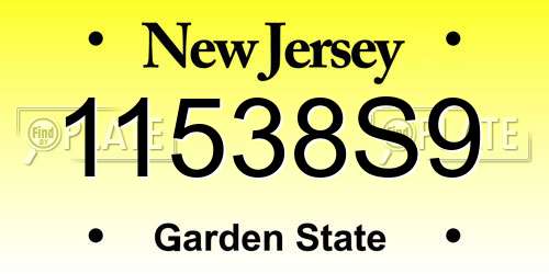 11538S9 New Jersey License Plate