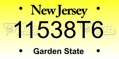 11538T6 New Jersey License Plate