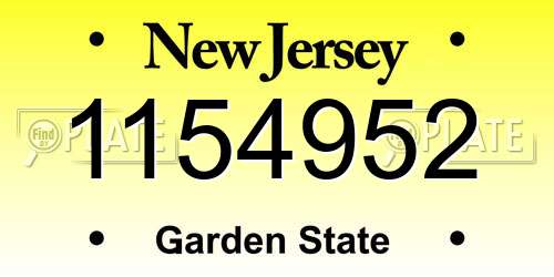 1154952 New Jersey License Plate