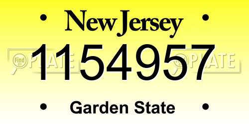 1154957 New Jersey License Plate