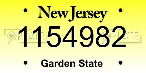 1154982 New Jersey License Plate