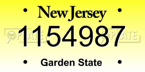 1154987 New Jersey License Plate