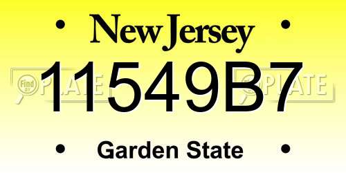 11549B7 New Jersey License Plate