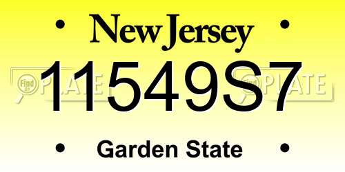 11549S7 New Jersey License Plate