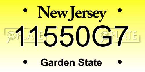 11550G7 New Jersey License Plate