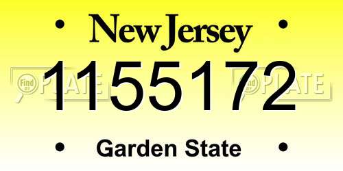 1155172 New Jersey License Plate