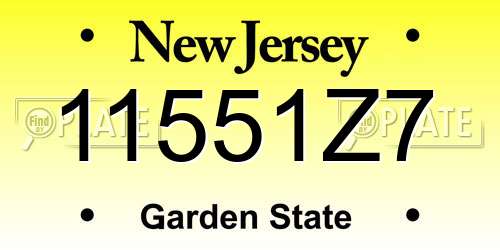 11551Z7 New Jersey License Plate